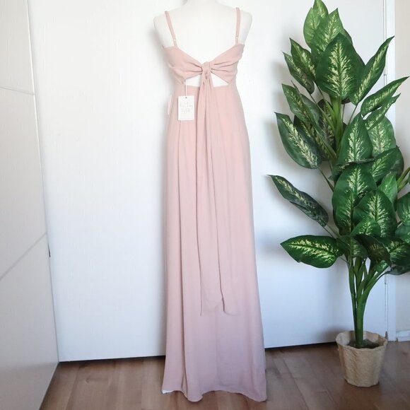 Show Me Your MuMu Weddings Lauren Pale Pink Tie Back Bridesmaid Maxi Dress M - Picture 9 of 16